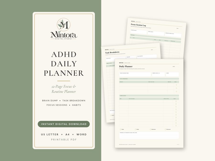 ADHD Daily Planner printable