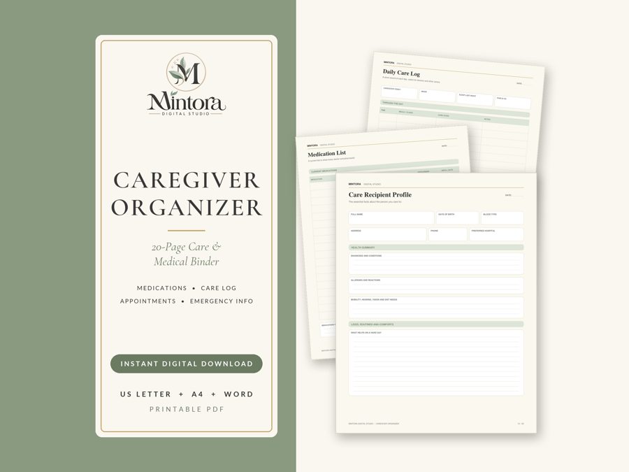 Caregiver Organizer printable