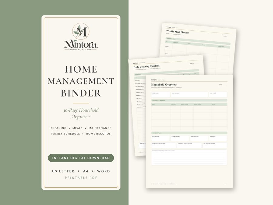 Home Management Binder printable