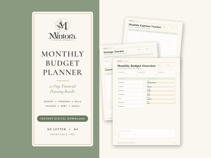 Monthly Budget Planner printable