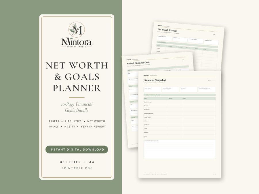 Net Worth & Goals Planner printable